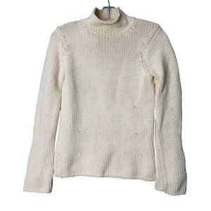 New Vintage Gap Chunky Knit Sweater Women S Cream Turtleneck Preppy Cotton Blend